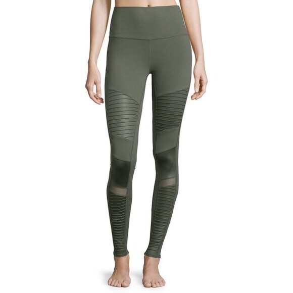 ALO Yoga Green High-Waisted Moto Leggings - Picture 2 of 7